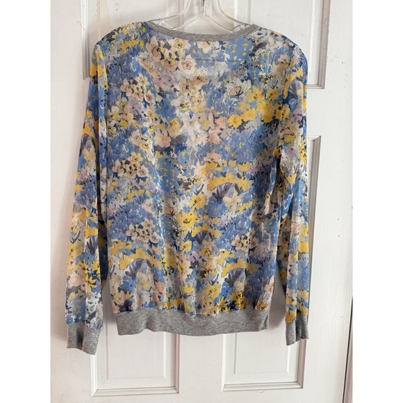 Anthropologie Future Vintage Blue Watercolor Blouse Women's Sz S Sheer Artist - Picture 3 of 11